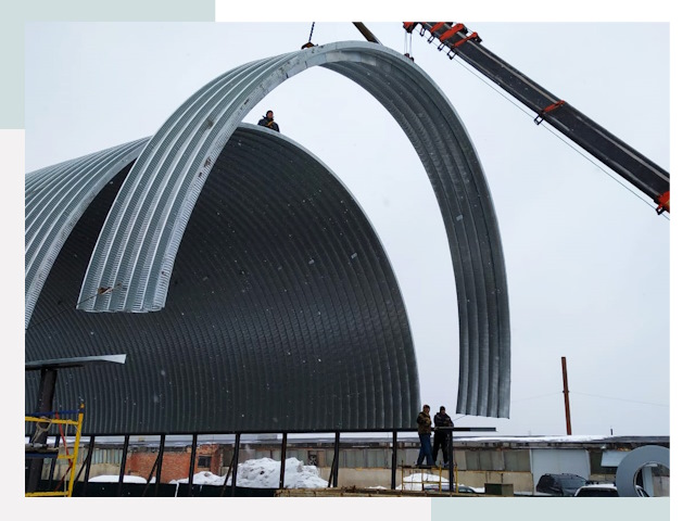 Полукруглые ангары в Кумертау